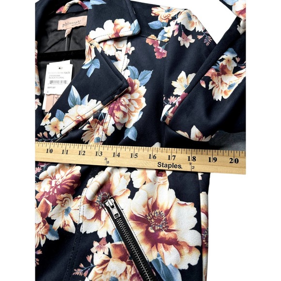 Philosophy Faux suede floral print moto jacket, size small - Picture 11 of 12